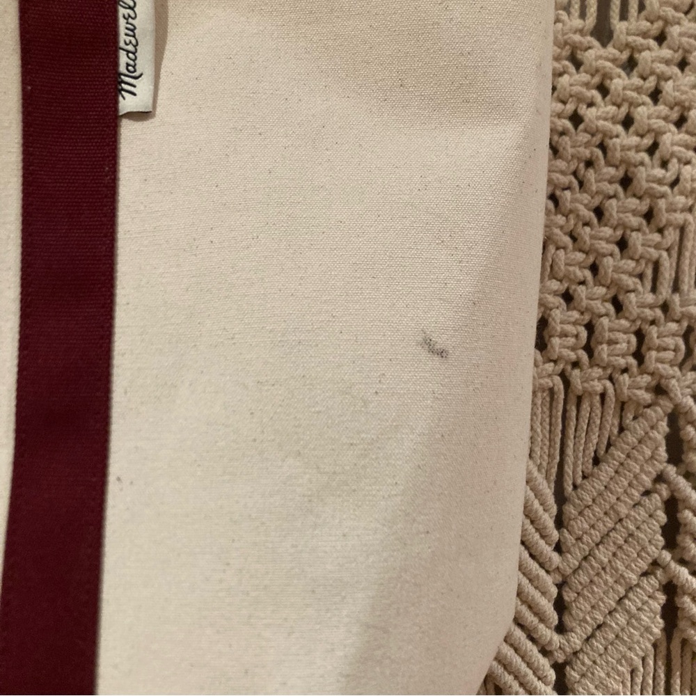 Madewell Canvas Boat Tote in Burgundy and Off-White - Picture 8 of 8